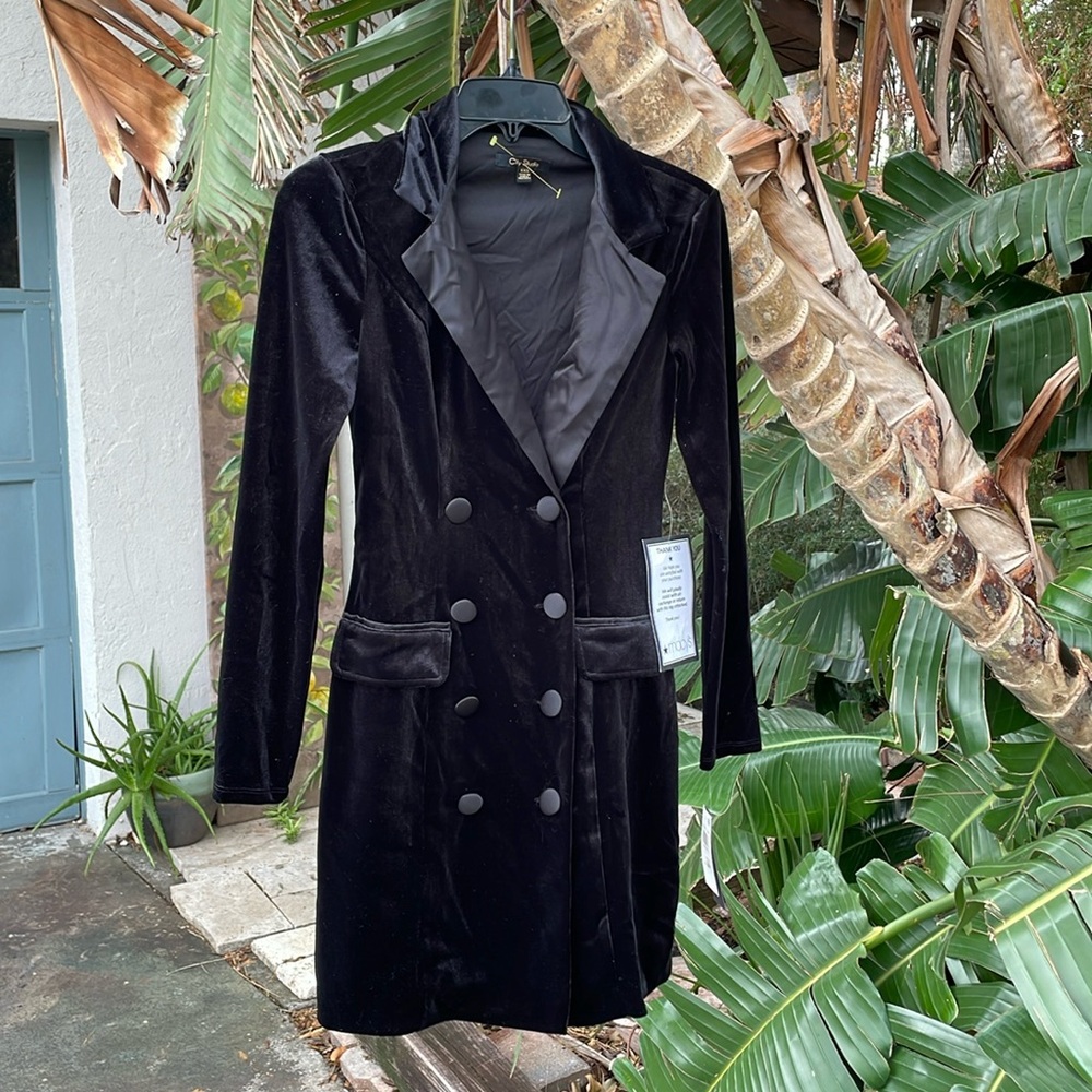 velvet tuxedo double breasted dress